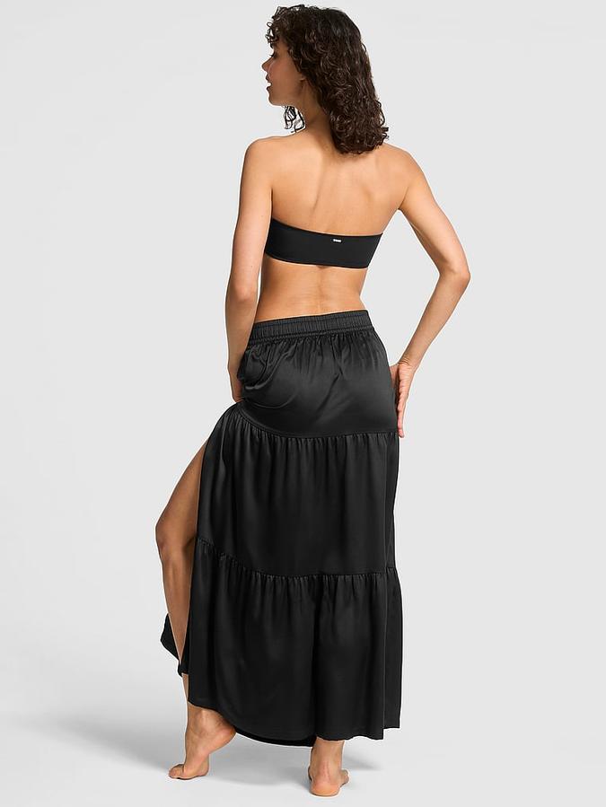 Charmed Satin Tiered Maxi Skirt