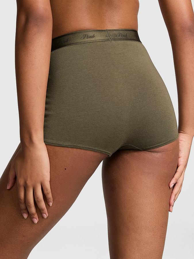 Logo Cotton High-Waist Boyshort Panty