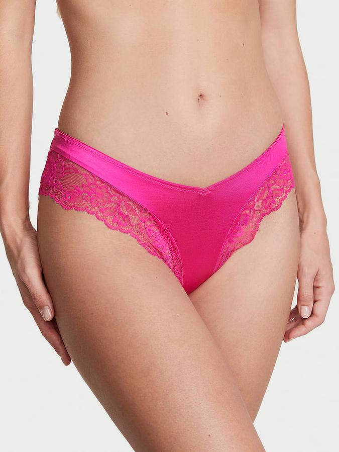 Rose Lace-Trim High-Leg Cheeky Panty