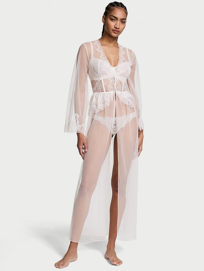Rose Lace & Tulle Corset Long Robe