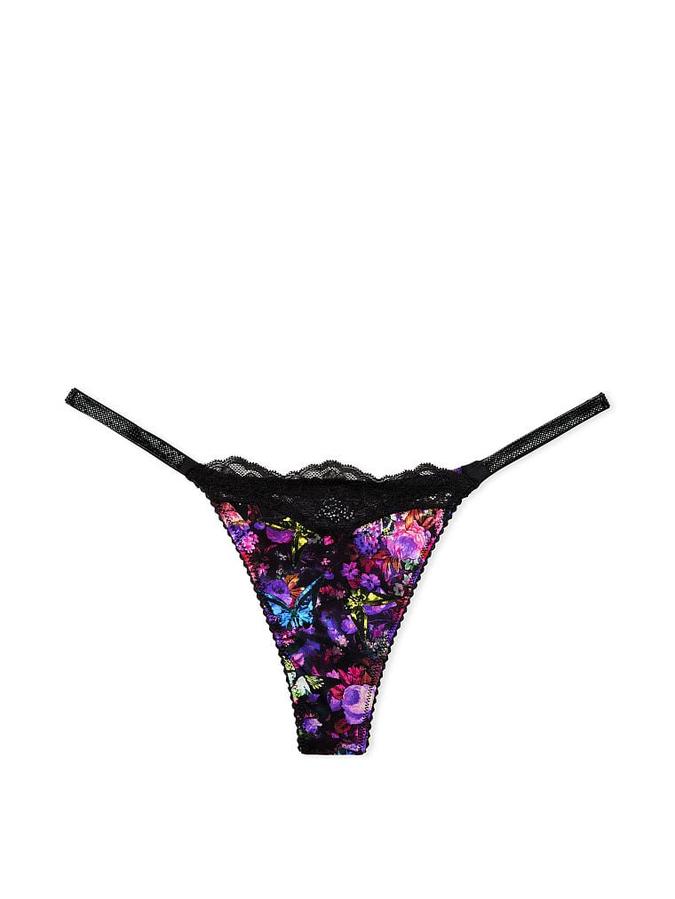 Smooth Lace Shine Strap Thong Panty