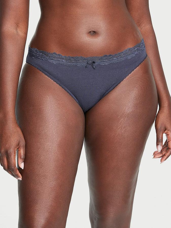Stretch Cotton Lace-Waist Bikini Panty