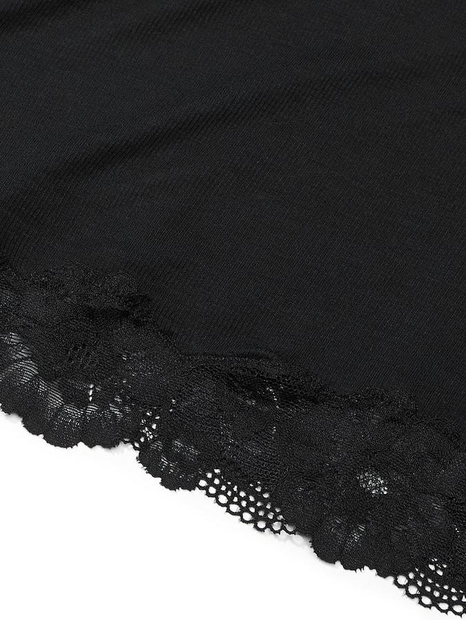 Ribbed Modal & Lace Cross-Back Slip Dress image number 3