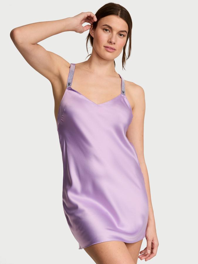 Scattered Shine Strap Satin Strappy-Back Slip