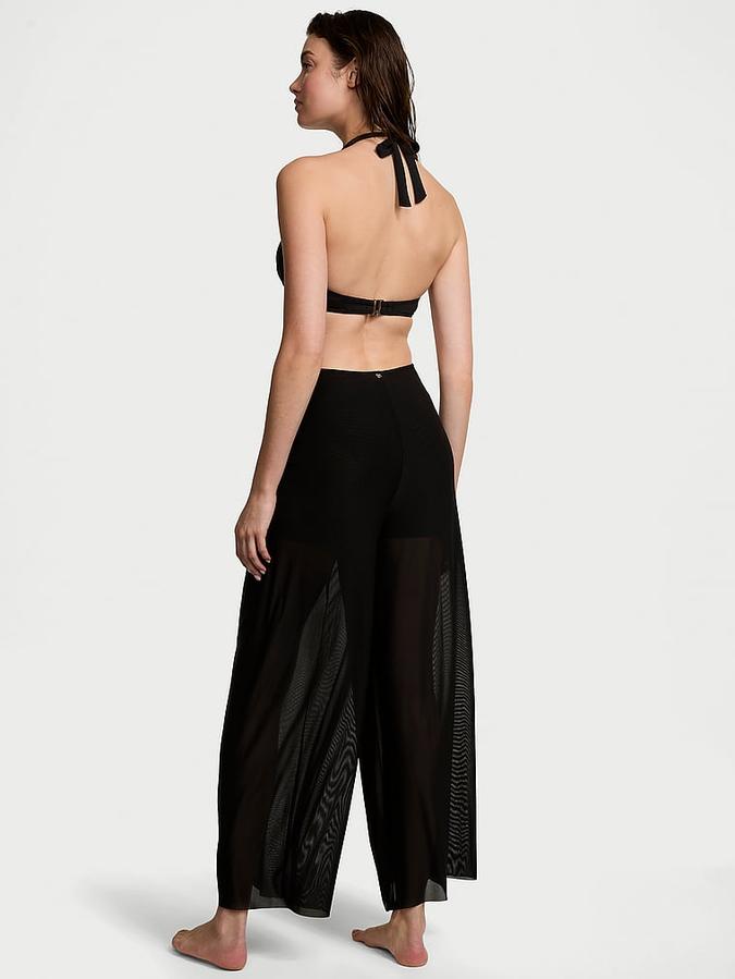 Beachwear Mesh Tie-Front Cover-Up Pants
