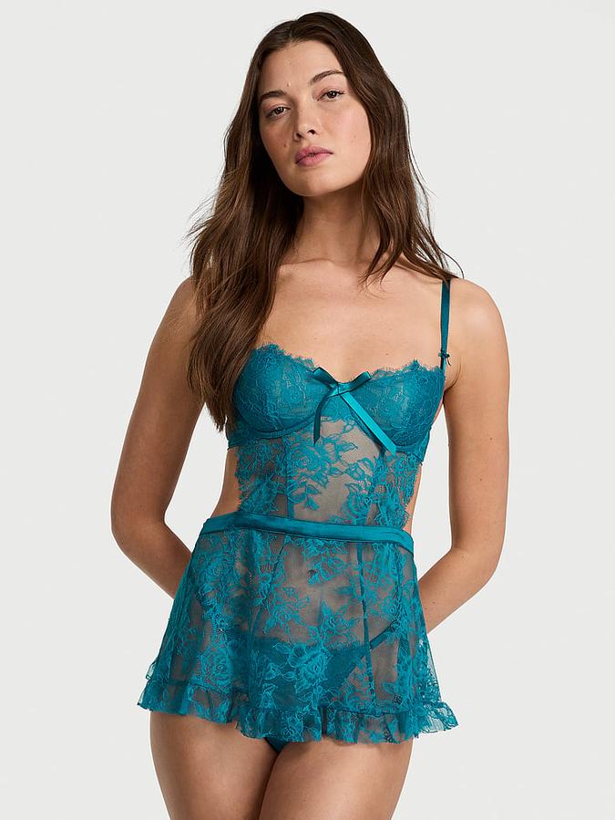 Wicked Unlined Rose Lace Apron Set