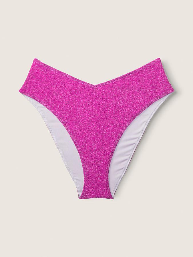 Shimmer High Waist Cheeky Bikini Bottom image number 2