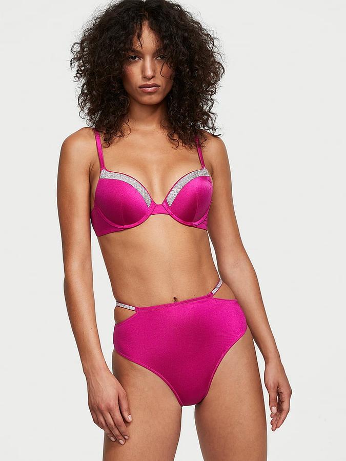 Shine Strap High-Waist Cheeky Bikini Bottom