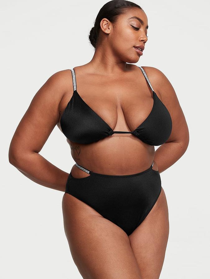 Shine Strap High-Waist Cheeky Bikini Bottom