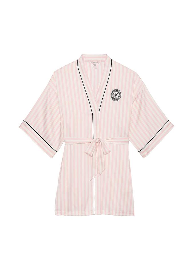 Satin Short Piped Robe image number 2