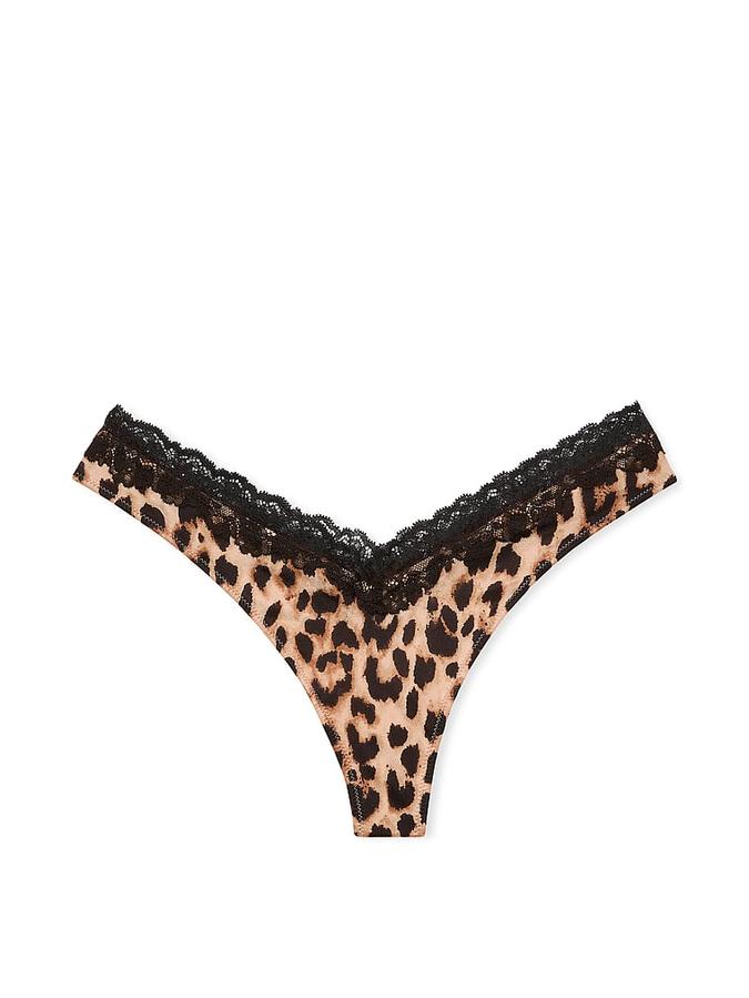 Lace-Trim High-Leg Thong Panty image number 2