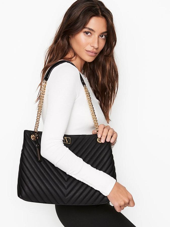 The Victoria Chain Shoulder Tote Bag Black image number 2
