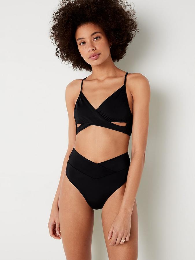 V Crossover High-Waist Bikini Bottom