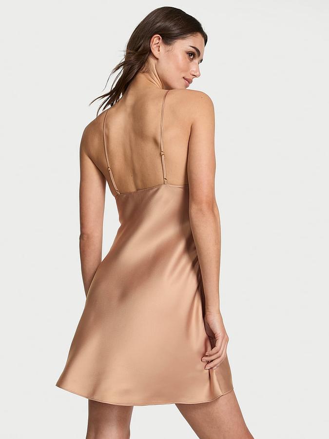Sheer Rose Satin Draped Mini Slip image number 2