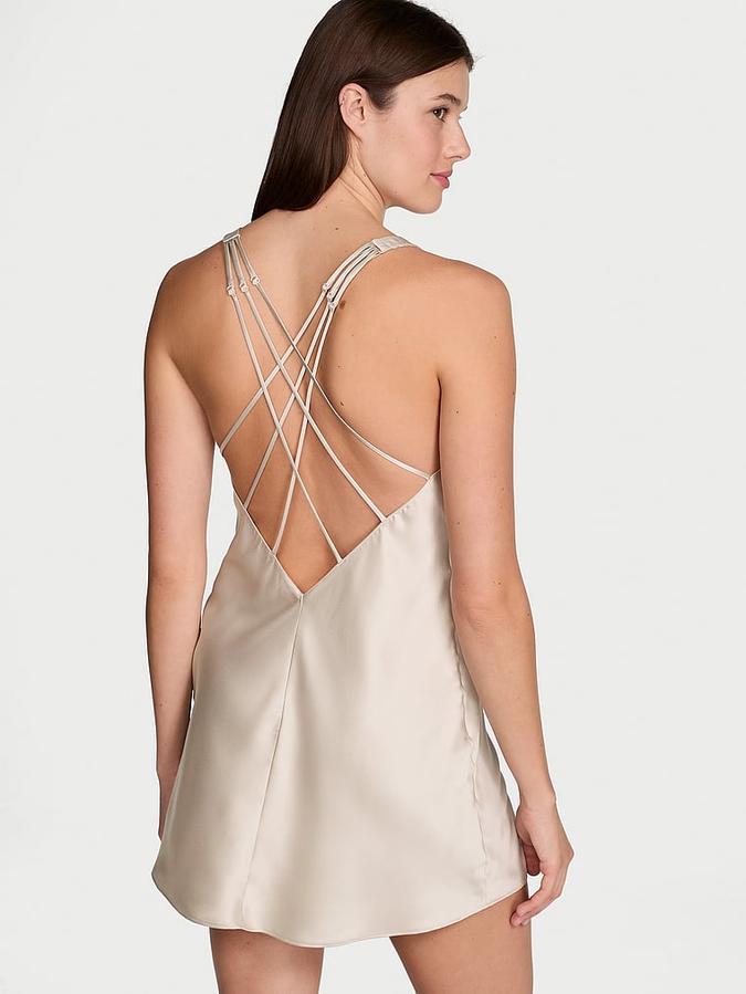 Scattered Shine Strap Satin Strappy-Back Slip