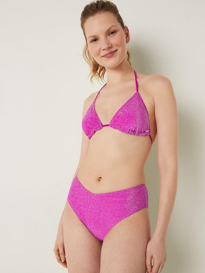 Shimmer High Waist Cheeky Bikini Bottom