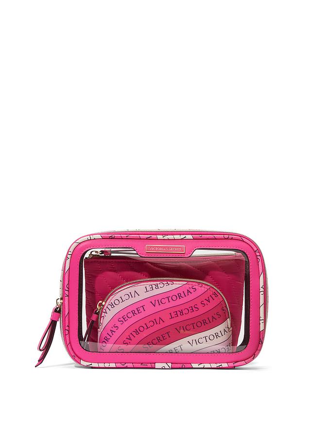 The Victoria 3-Piece Makeup Bag Hot Pink