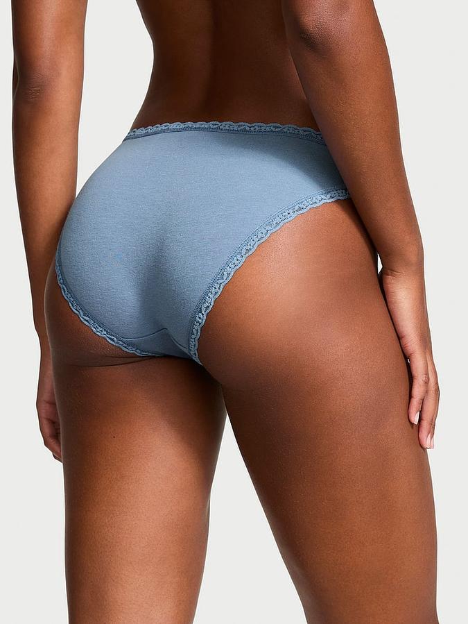Lace-Trim Cotton Bikini Panty