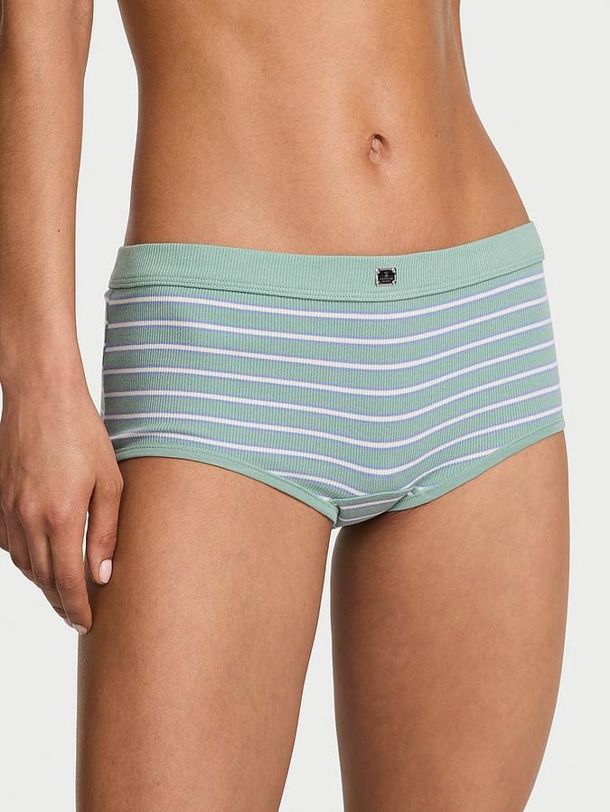 Cotton Rib Logo Hardware Boyshort Panty