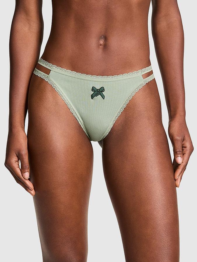 Wink Lace-Trim Strappy Thong Panty