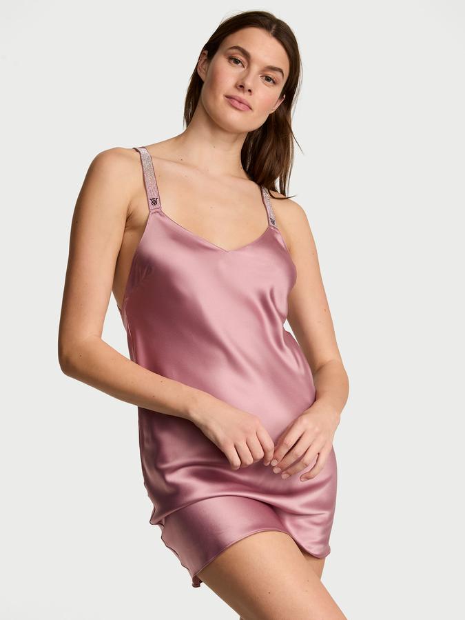 Scattered Shine Strap Satin Strappy-Back Slip
