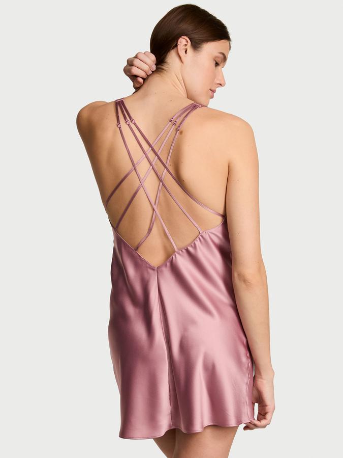 Scattered Shine Strap Satin Strappy-Back Slip