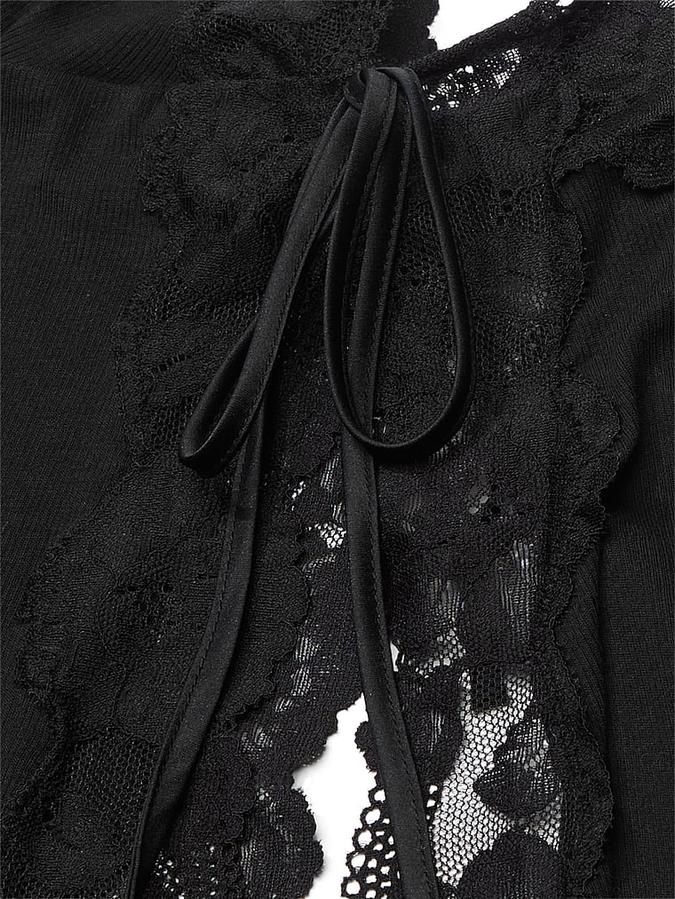 Ribbed Modal & Lace Cami Shorts Set image number 3