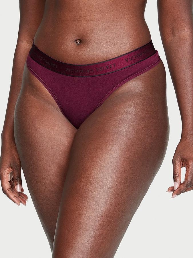 Logo Cotton Thong Panty