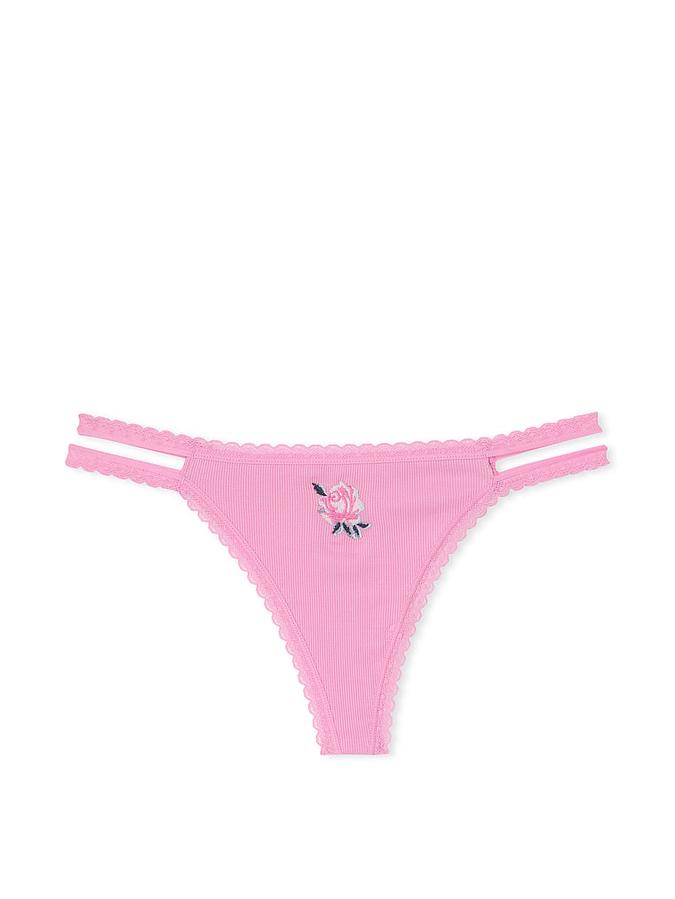 Wink Lace-Trim Strappy Thong Panty