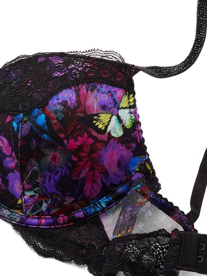 Shine Strap Lace Trim Push-Up Bra image number 3