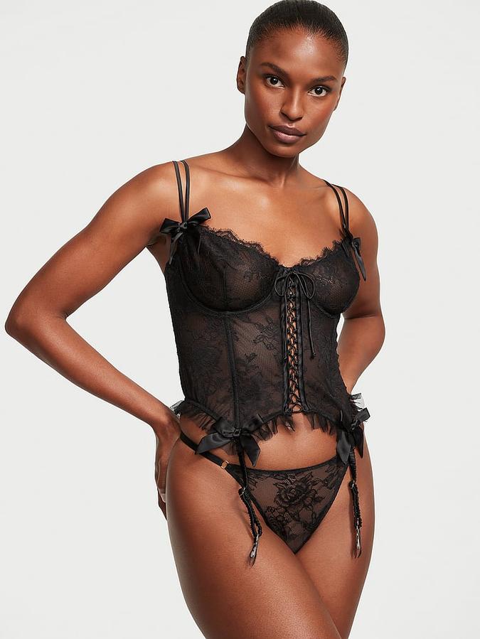 VS Archives Rose Lace Cropped Corset Set