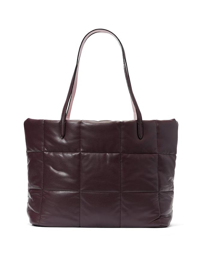 The Victoria Quilted Puffer Tote Brown