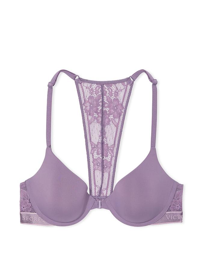 Lightly Lined Front-Close Lace-Trim Demi Bra