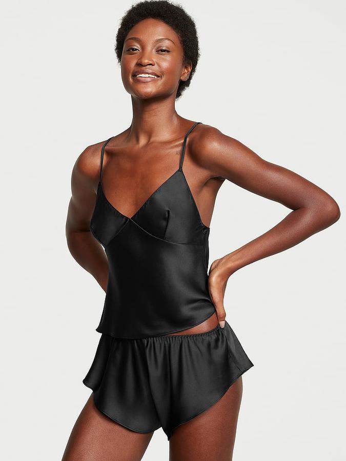Satin Open-Back Cami Set