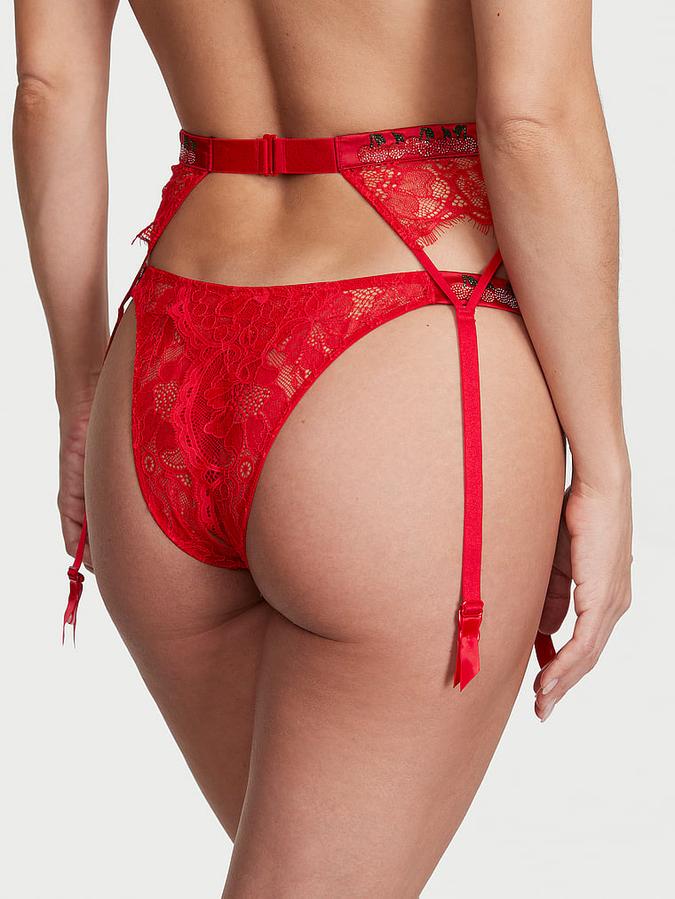 Shine Strap Lace Garter Belt